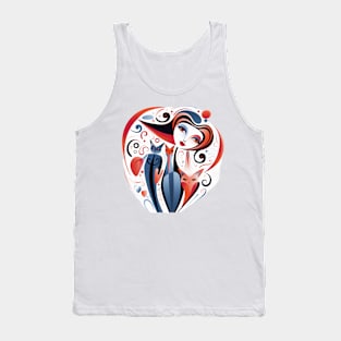 Abstract heart shape woman and her cats Tank Top